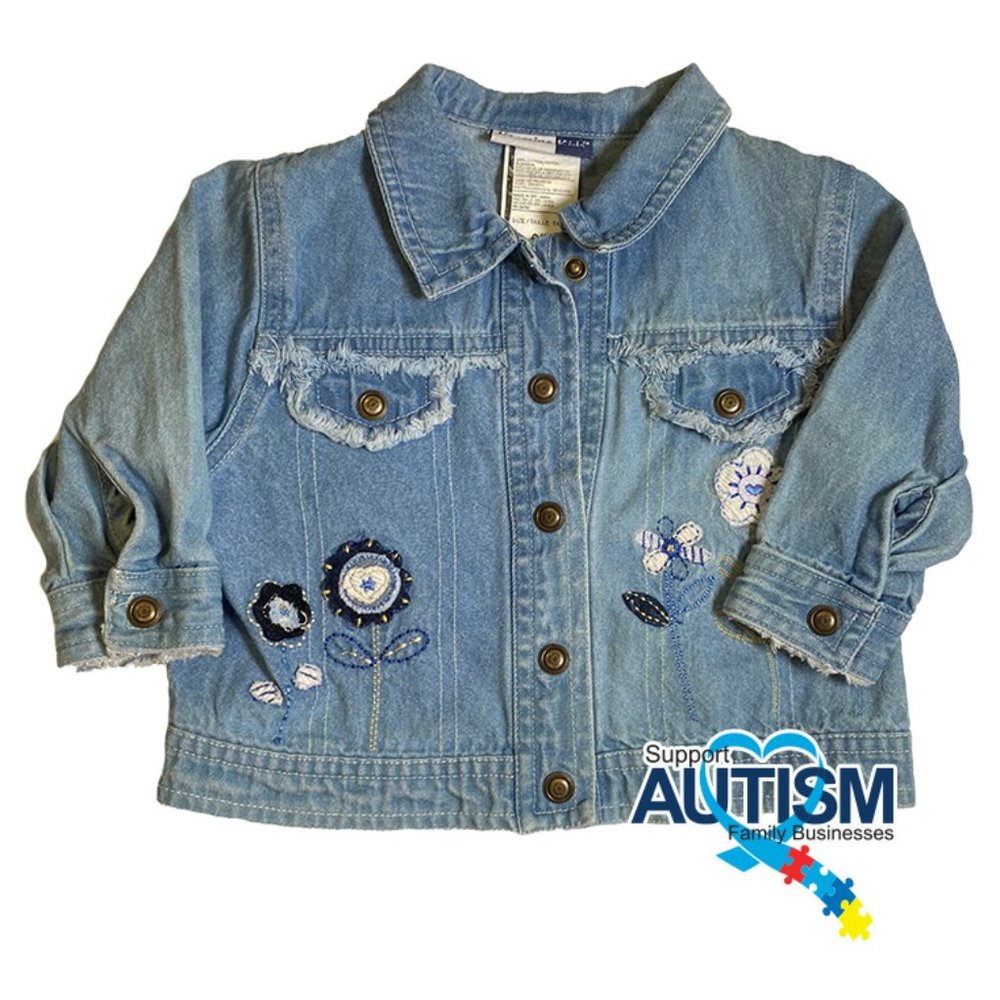 2/$20 💥♻ Vitamins Infant Blue Jean Jacket Embroidered Flowers | Size 6/9m | 455